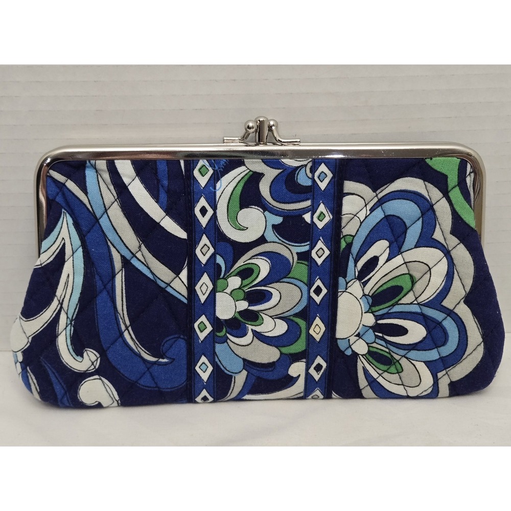 Vera Bradley Double Kiss-Lock Clutch Wallet ~ Retired Mediterranean Blue ~